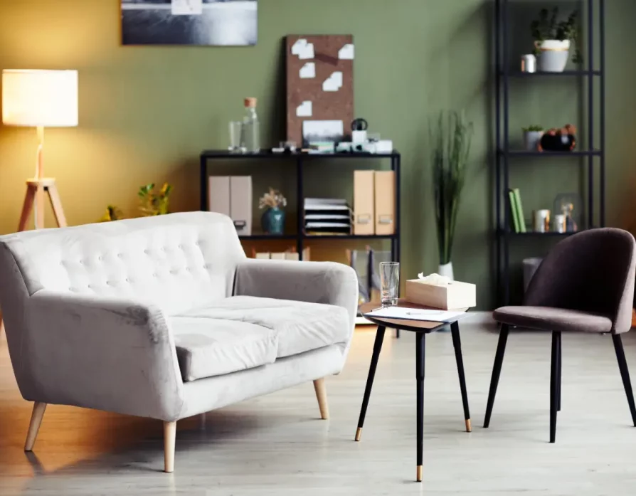 A welcoming counselling room used by Natalie Anne Counselling, providing a safe space for therapy.